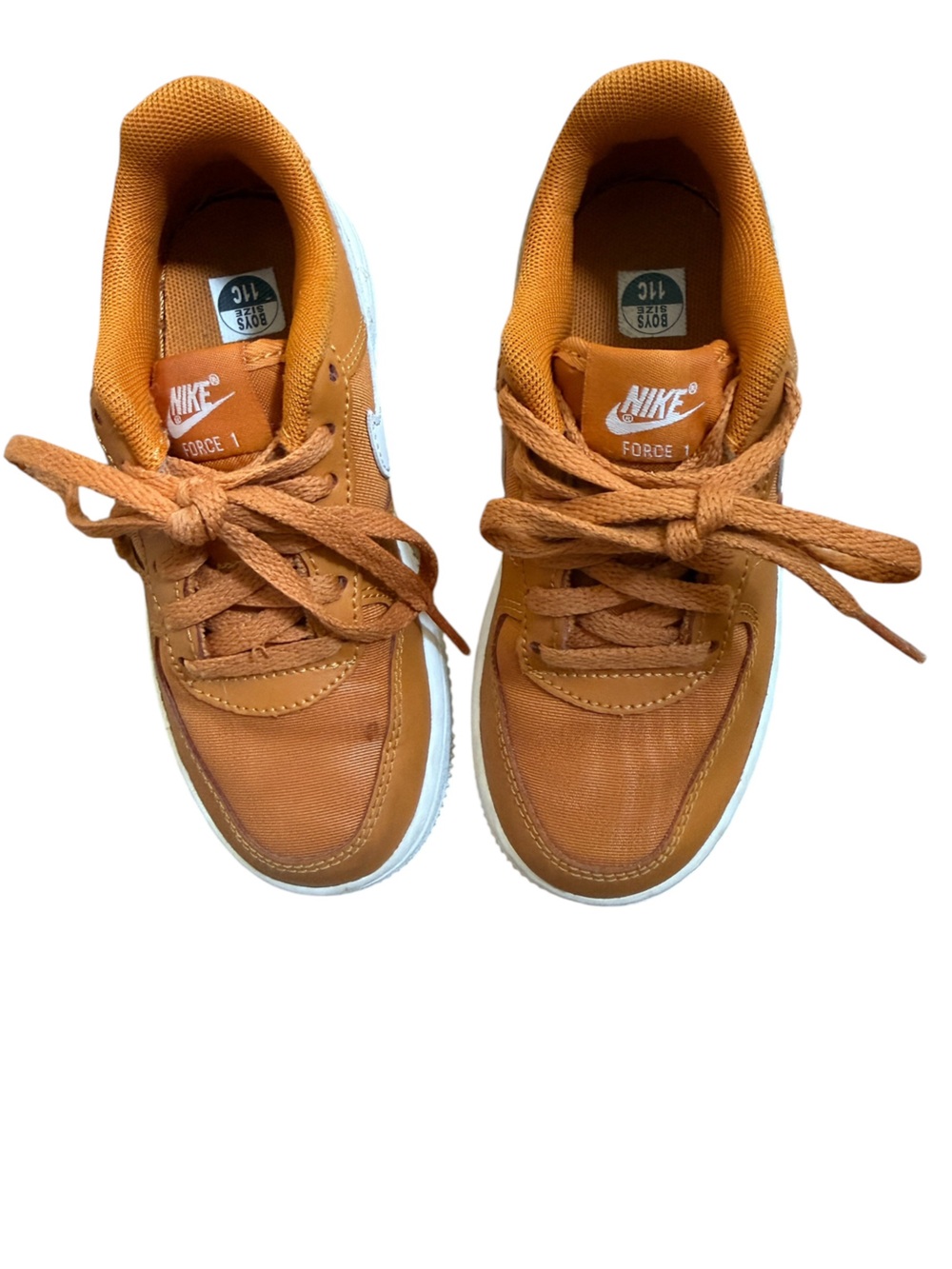 Nike Kids' Low Top Air Force 1 Sneakers in Texas Orange/White - Picture 3 of 4